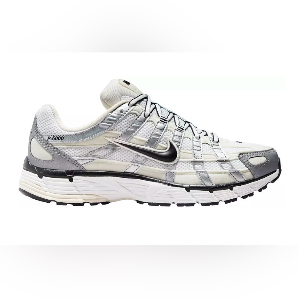 Nike Women's P-6000 in coconut milk / summit white / metallic silver / black